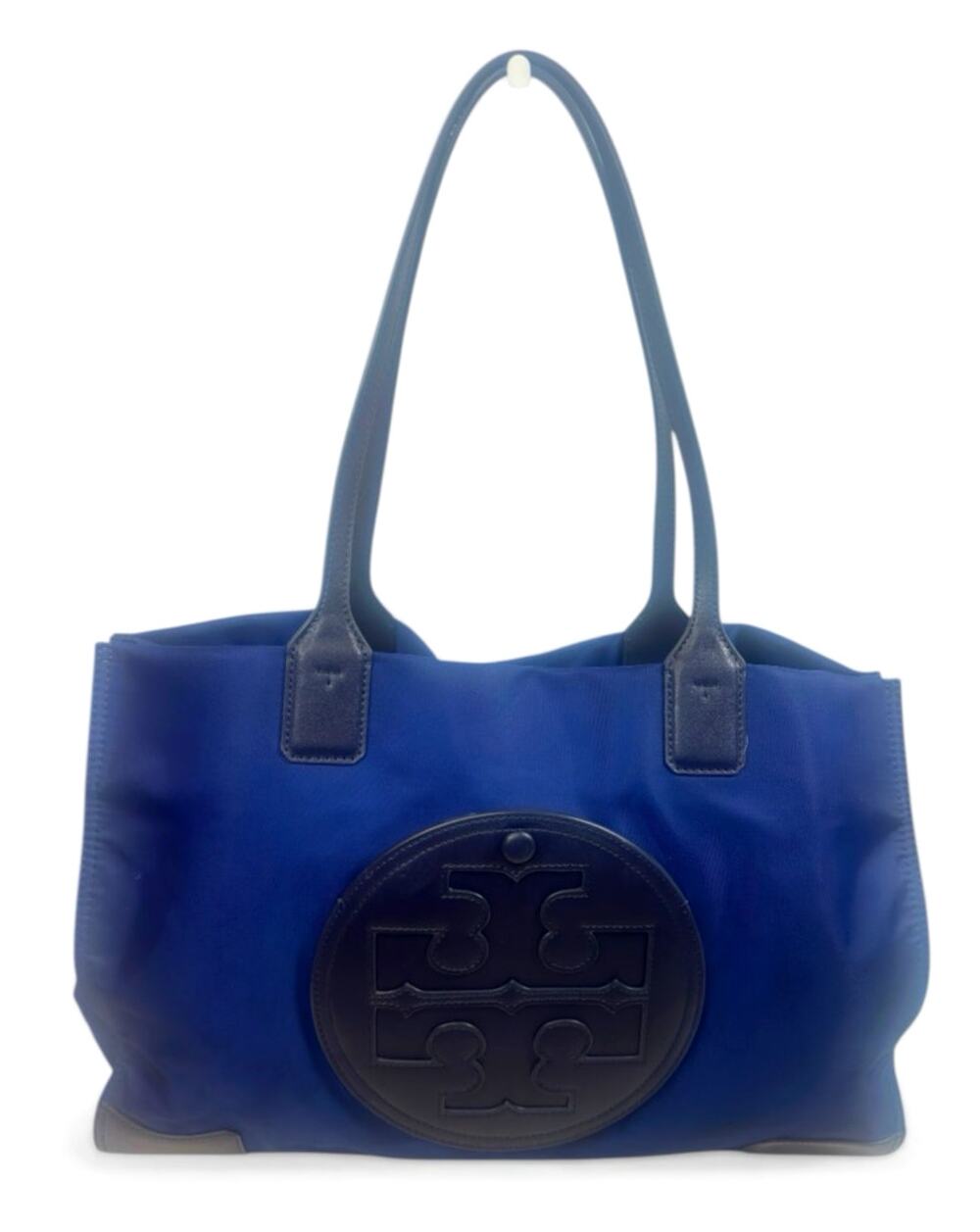 Tory Burch Ella Nylon Tote Royal Blue & Black Leather Logo Bag